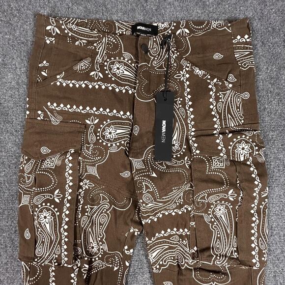 NOVA MEN Cargo Pants Mens 30 Bandana Print Summer Games HD18-107 Streetwear - Picture 2 of 12